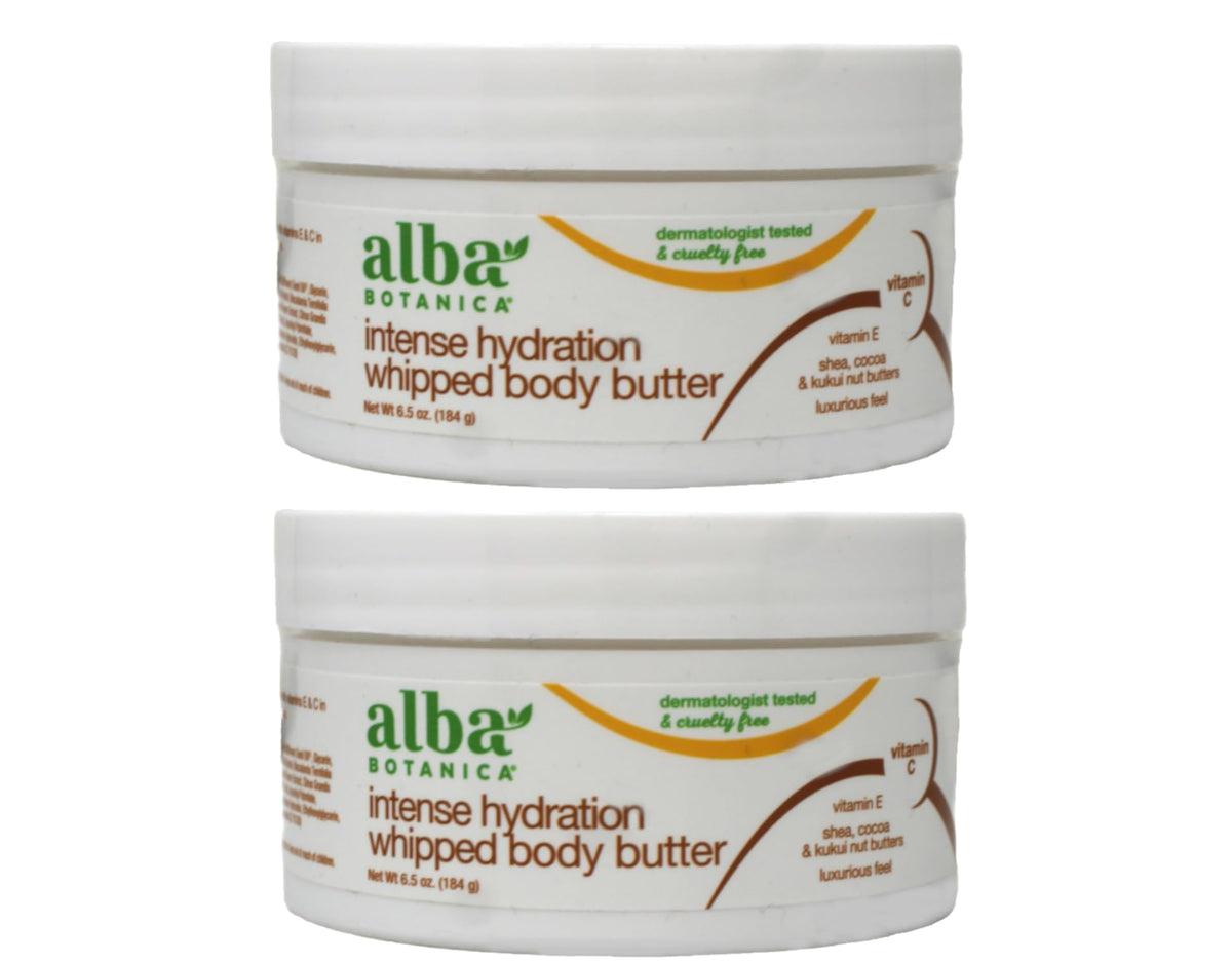 Alba Botanica Kukui Nut Body Cream two-pack bottle front view for deep hydration.