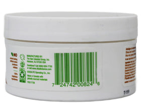 Alba Botanica Kukui Nut Body Cream tub with lid and smooth texture demonstration.