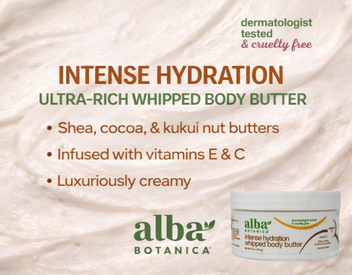 Alba Botanica Kukui Nut Body Cream ingredients panel highlighting botanicals.