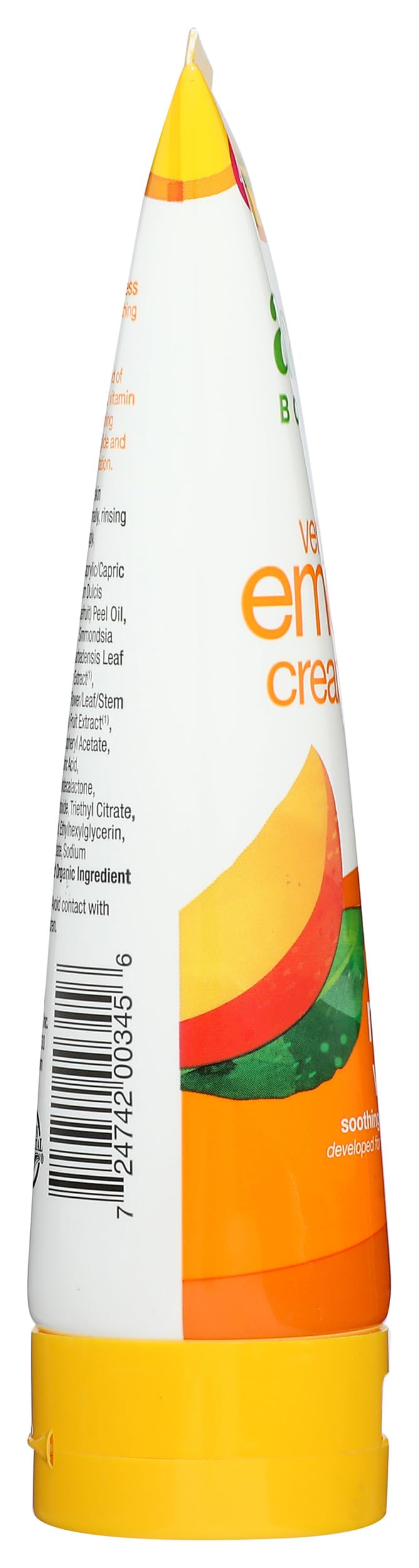 Close-up of the product label highlighting vegetarian and clean ingredients.
