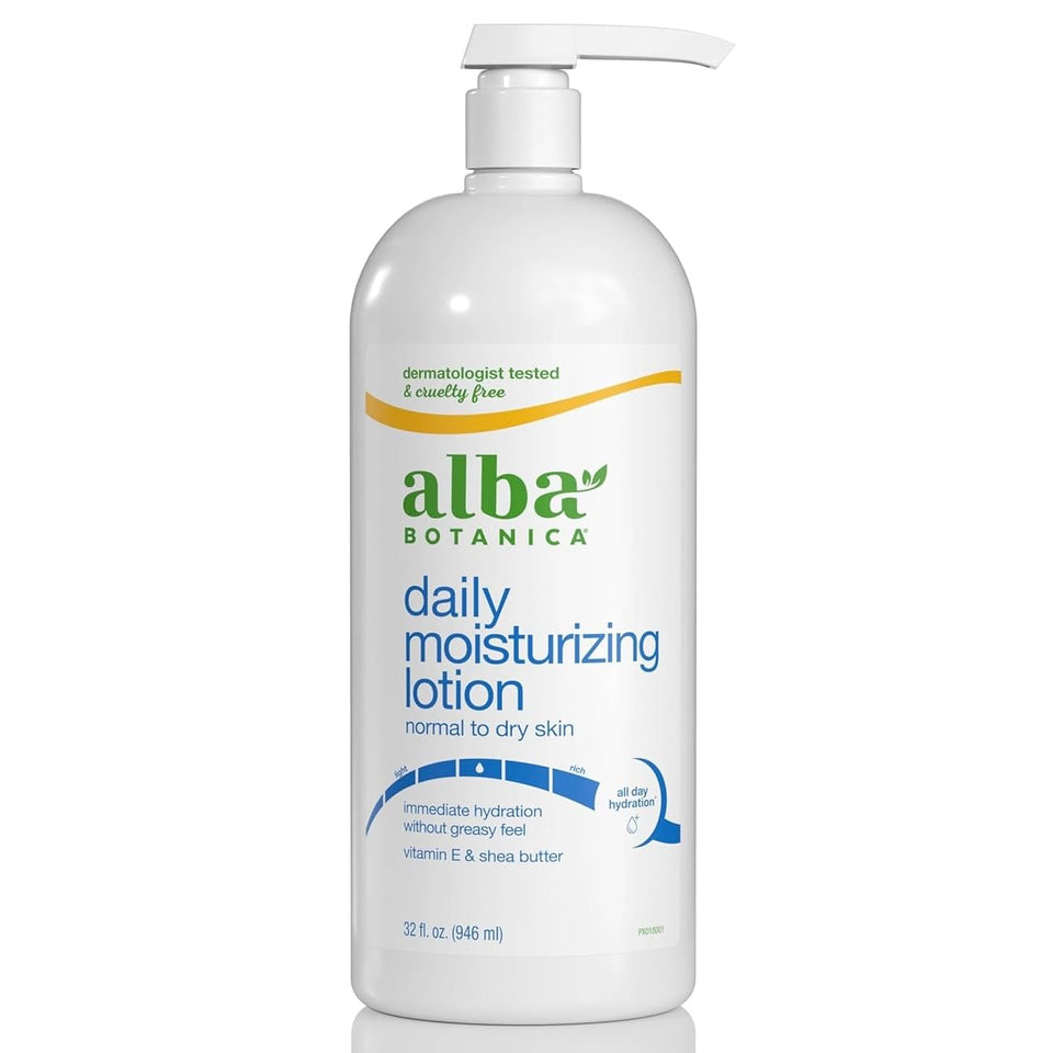 Alba Botanica Very Emollient Lotion Original 32 oz bottle front for daily hydration.