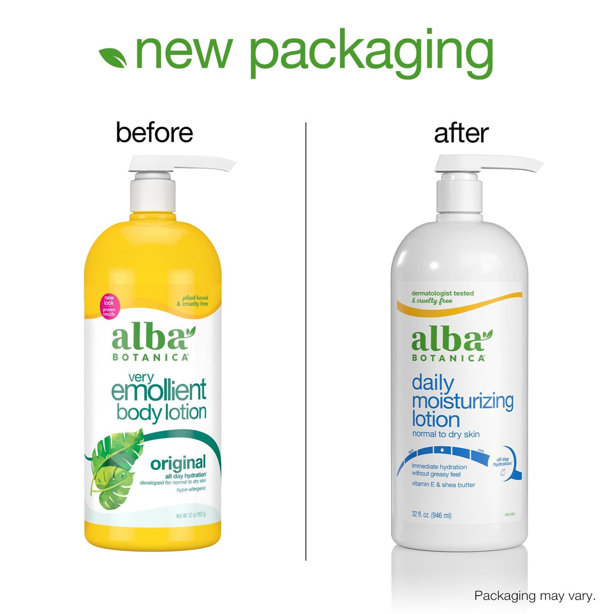Alba Botanica Very Emollient Lotion Original shows creamy texture for smooth skin.