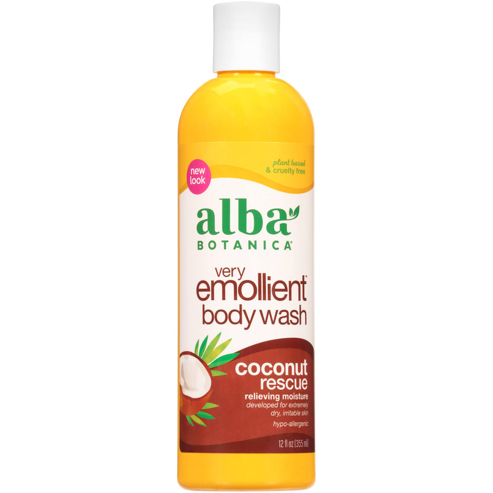 Alba Botanica Coconut Rescue bottle for deep hydration and gentle cleansing