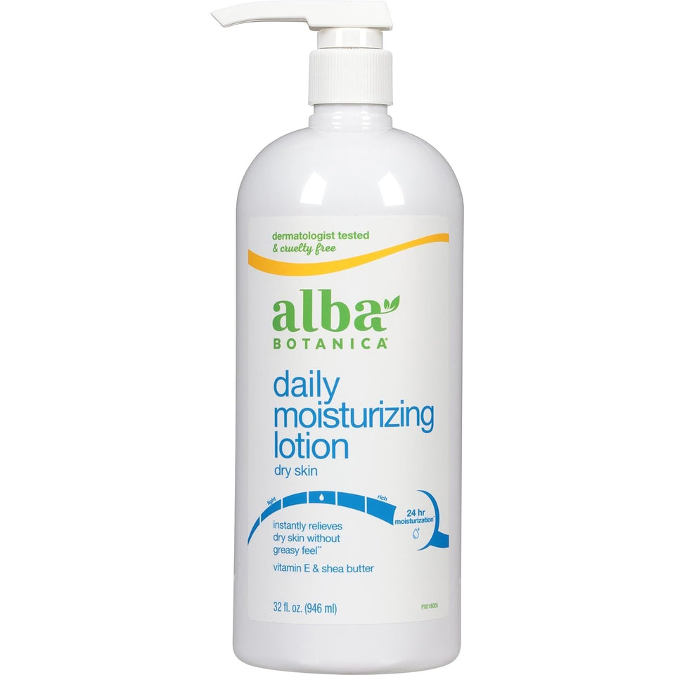 Alba Botanica Very Emollient Maximum bottle showcasing 32 oz hydration for dry skin