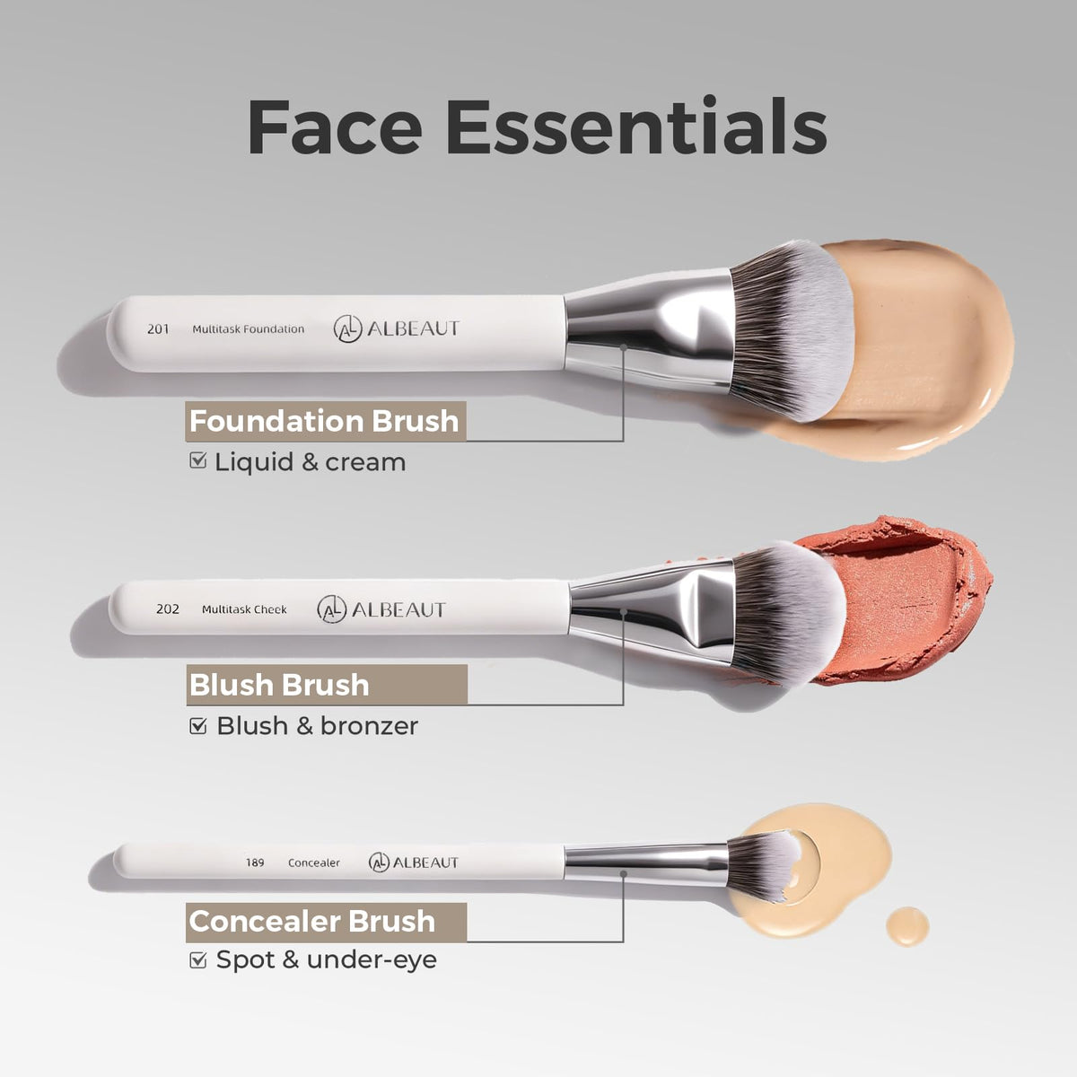 ALBEAUT flat shader brush enhances eyeshadow color payoff.