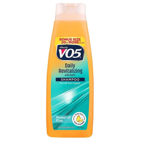 Alberto VO5 label closeup shows vitamin blend and daily use claim
