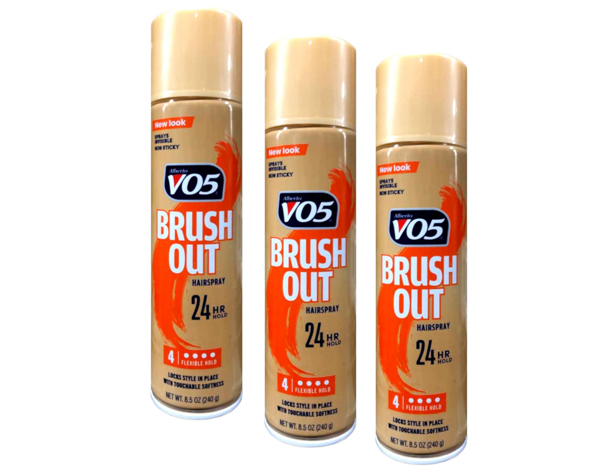 Alberto VO5 Brush Out Level 4 Hold spray bottle for flexible all-day control