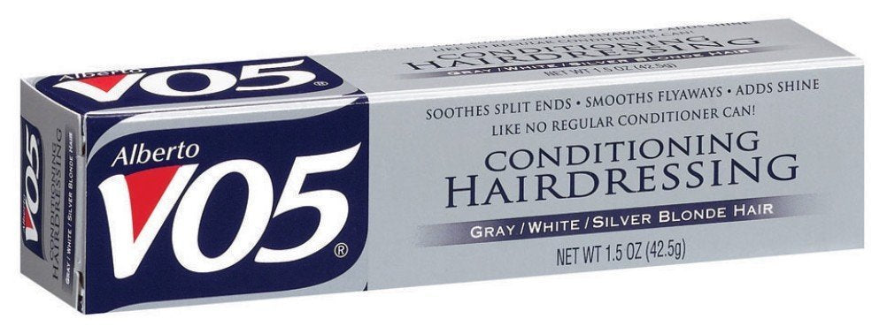 Alberto VO5 conditioning hairdress in gray-white-silver tone for light conditioning and easy styling.