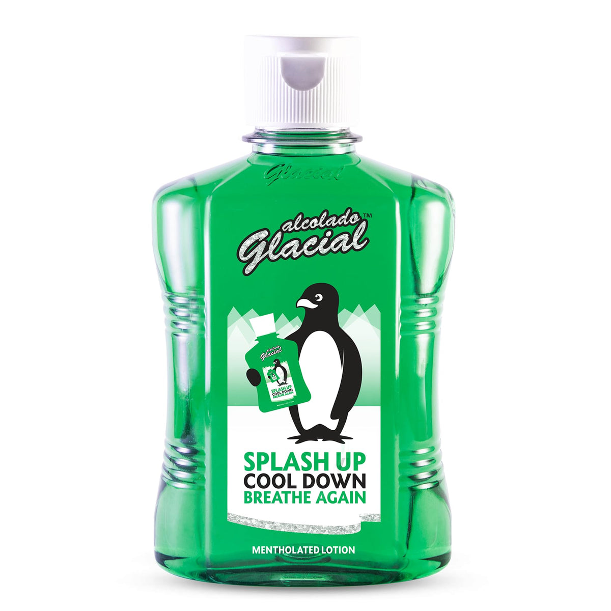 Alcolado Glacial Mentholated Splash Lotion bottle with cooling relief.