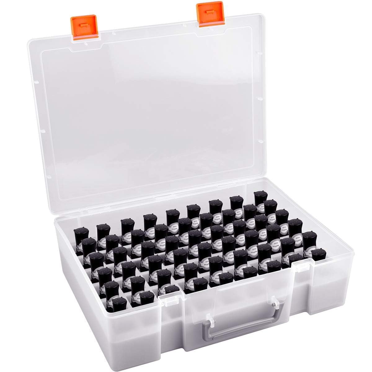 ALCYON 54-bottle organizer case, grey front view, keeps polishes organized and accessible.