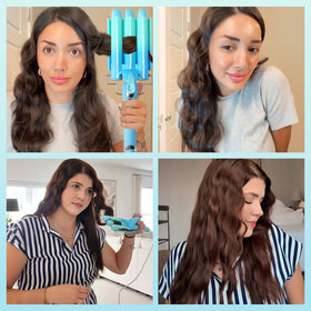 Aleath adjustable-temperature 3-barrel waver blue for personalized styling.