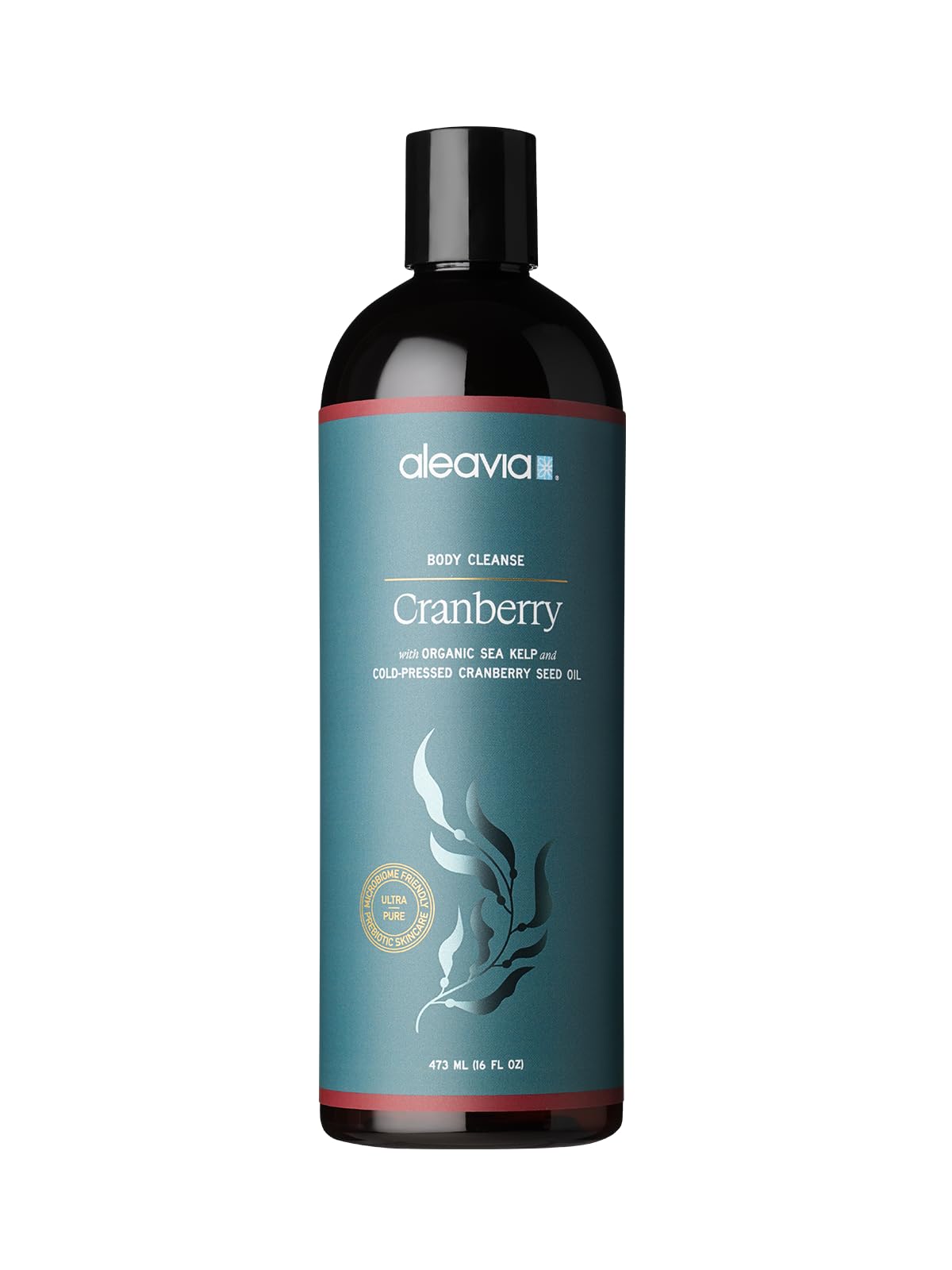 Aleavia Cranberry Body Cleanse bottle front showing organic packaging and prebiotic formula.