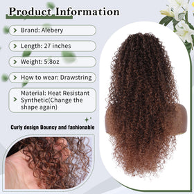 Alebery deep curly ponytail demonstrates lightweight, comfortable wear.