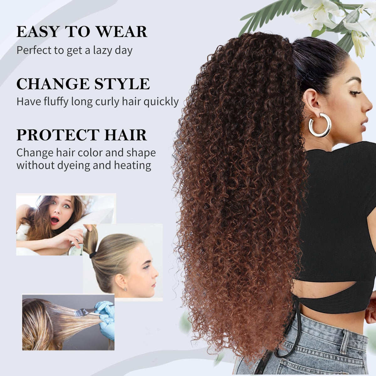 Alebery brown ponytail complements casual and formal looks.