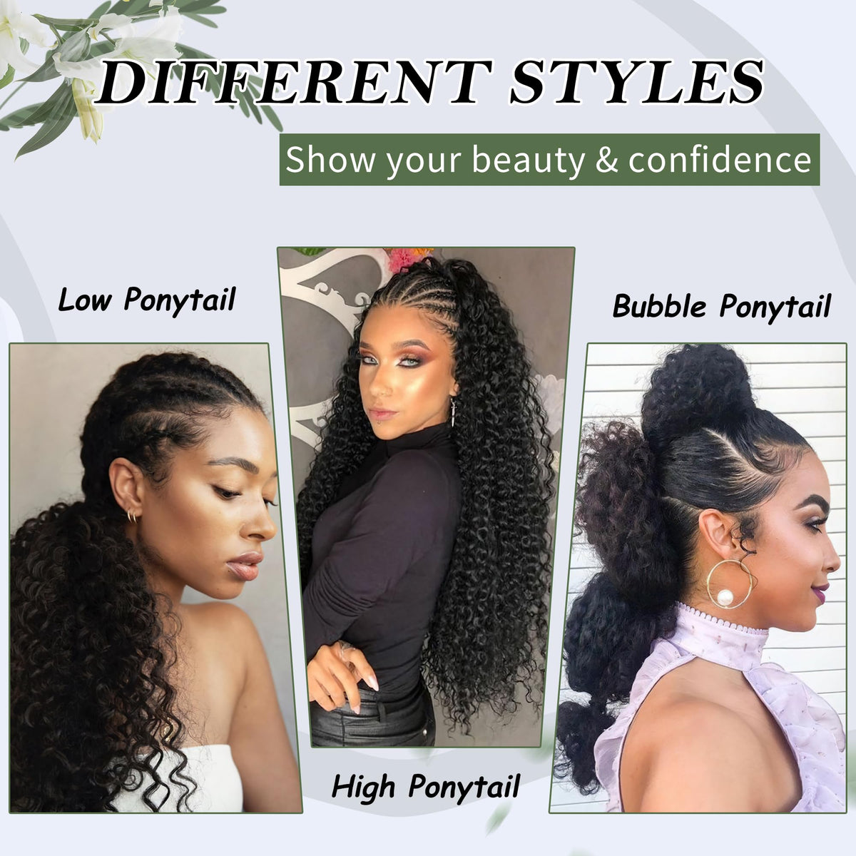 Alebery pony tail is ideal for weddings, parties, and casual outings.