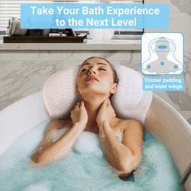 Aleponna Bath Pillow uses six suction cups to stay securely in place.