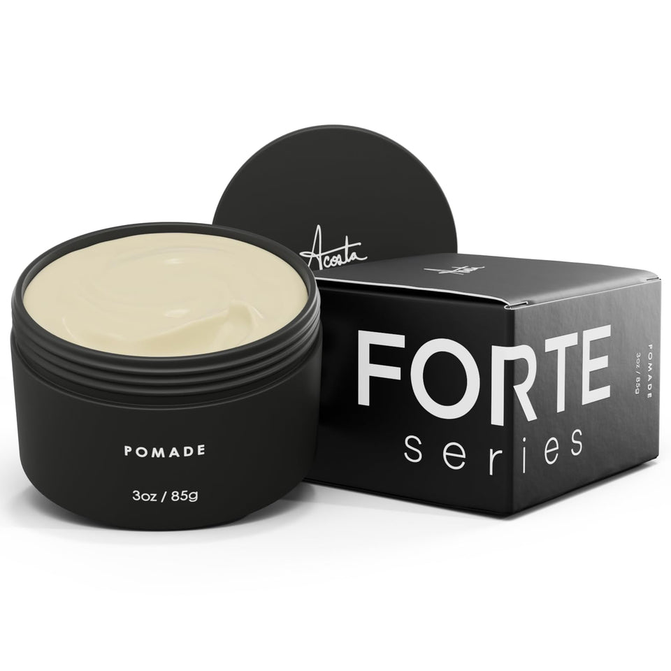 Alex Costa Forte Series hair pomade bottle front for versatile slicked-back styling