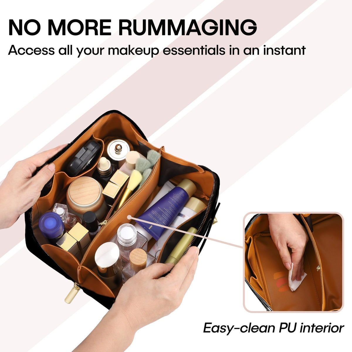 ALEXTINA vegan leather exterior showcases a stylish, durable travel companion.