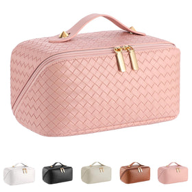 ALEXTINA large-capacity travel cosmetic bag in pink, ideal for organizing beauty items on the go