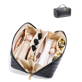 ALEXTINA large travel makeup bag with open-flat design for easy access