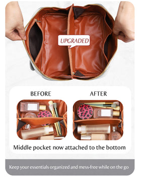 ALEXTINA side pockets neatly hold concealer, lipstick, and travel essentials.