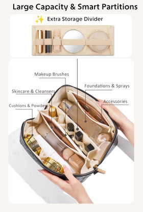 ALEXTINA waterproof PU leather cosmetic bag protects contents on the go