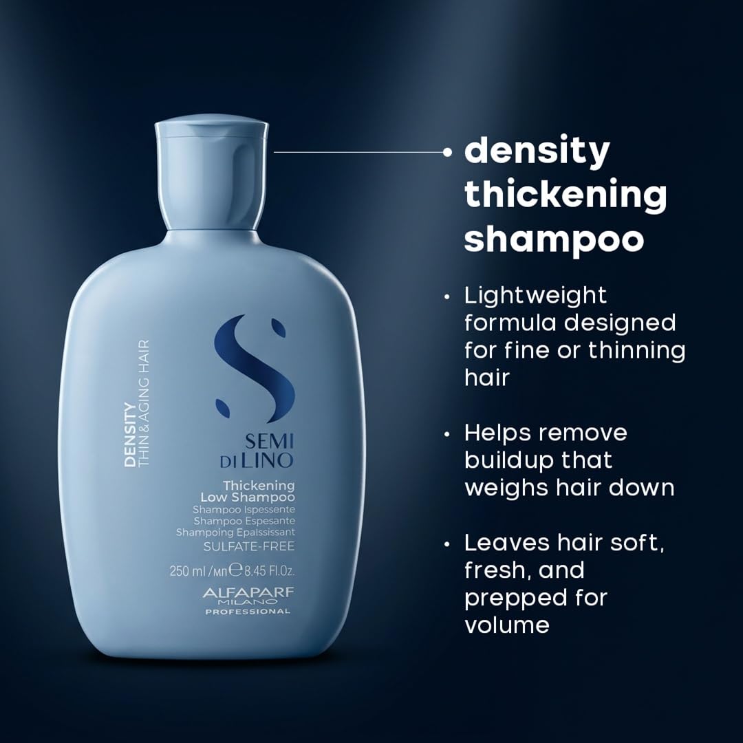 ALFAPARF Milano Density Shampoo foam demonstrates gentle cleansing and body.