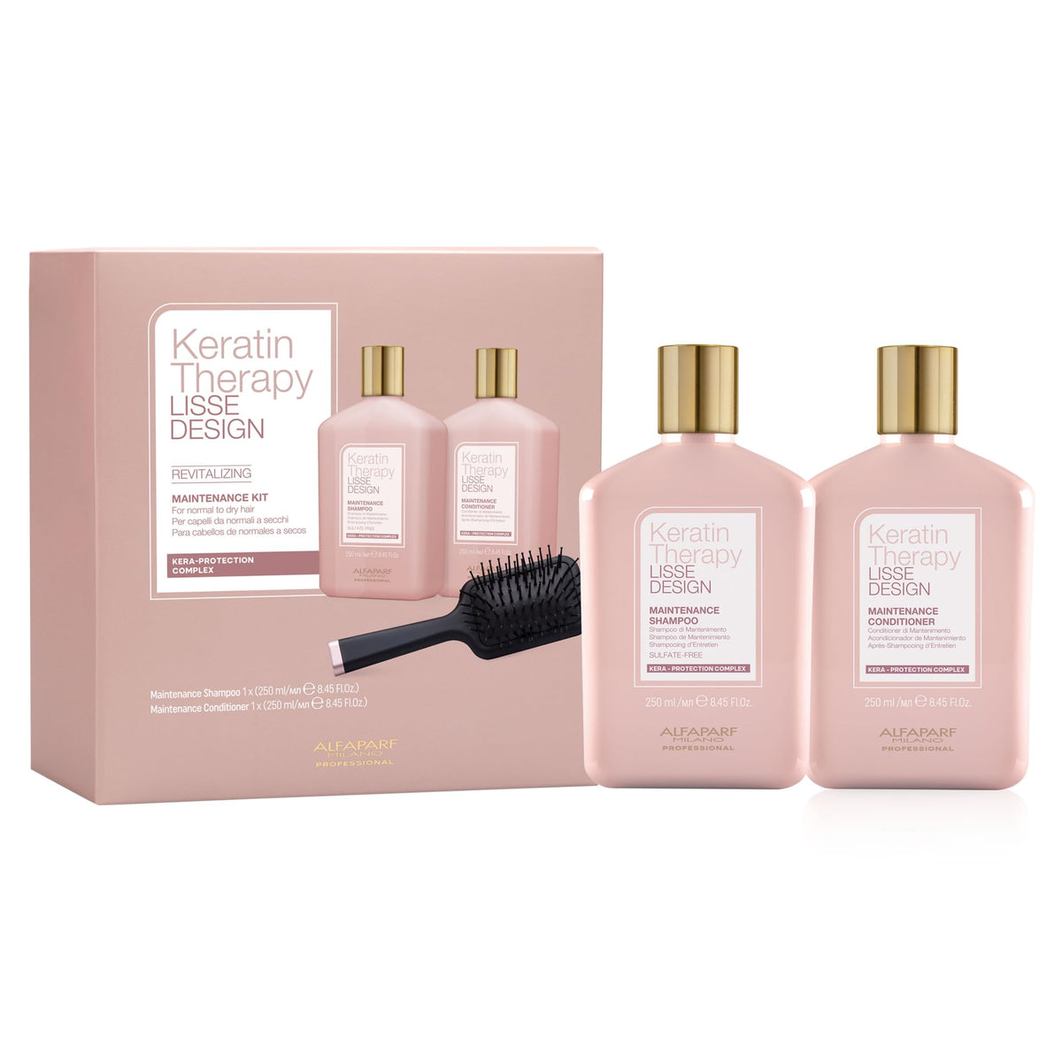 ALFAPARF MILANO Keratin Therapy shampoo bottle for silky, manageable hair.