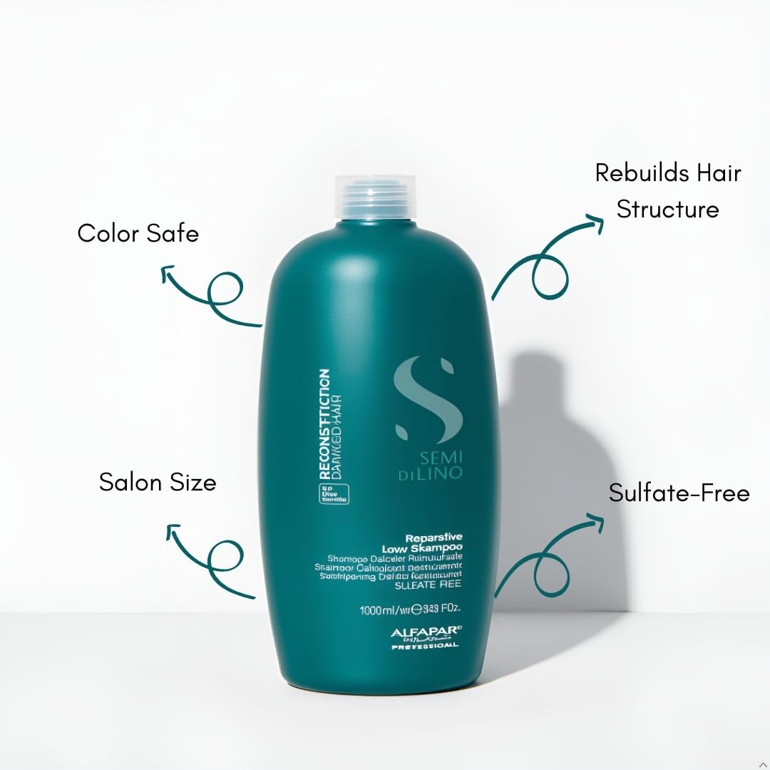 ALFAPARF MILANO Reconstruction Bond Repair Shampoo pump demonstrates controlled application for even cleansing