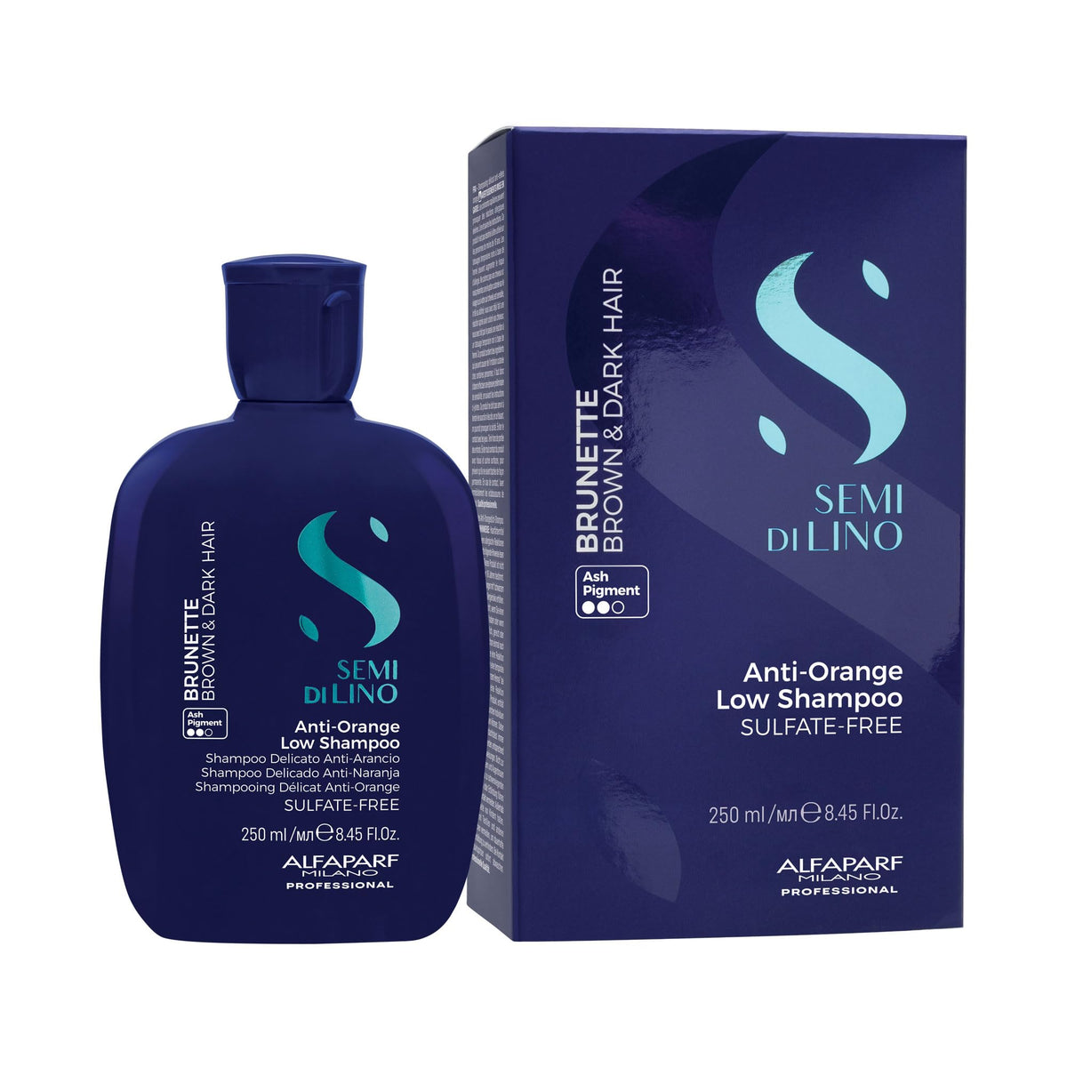 Blue Light Shield protects color from blue light on brunette hair.
