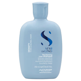 ALFAPARF Milano Semi di Lino Density Shampoo bottle promotes fuller-looking hair.