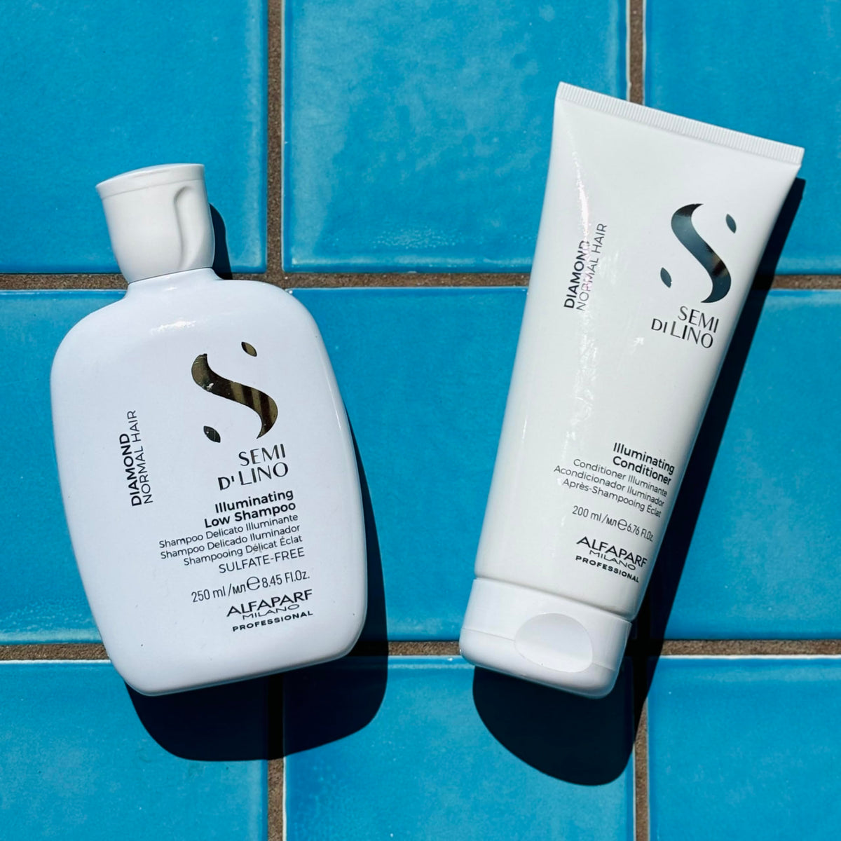 Packaging shows flaxseed oil and shea butter for detangling