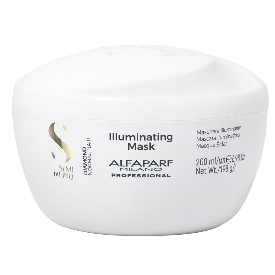 Alfaparf Milano Semi Di Lino Diamond mask jar for deep conditioning and radiant shine.