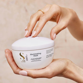 Hair looks soft, silky, and glossy after Diamond mask treatment.