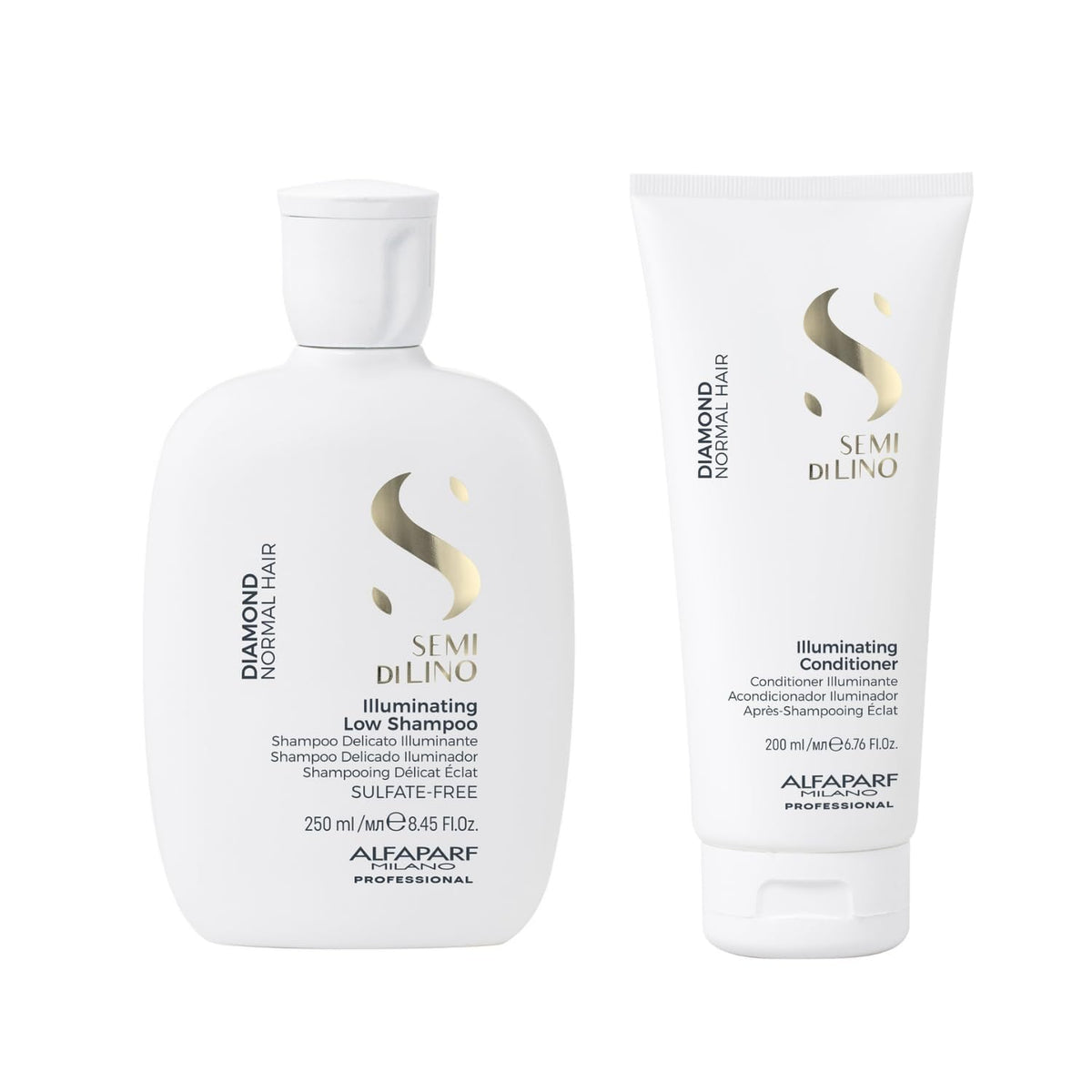 Alfaparf Milano Semi di Lino Diamond Shampoo bottle for radiant shine