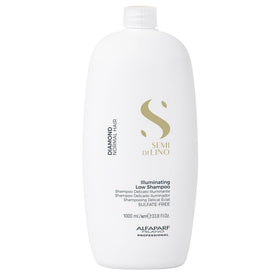 ALFAPARF MILANO Semi di Lino Diamond Shampoo bottle promoting radiant shine and color-safe cleansing.