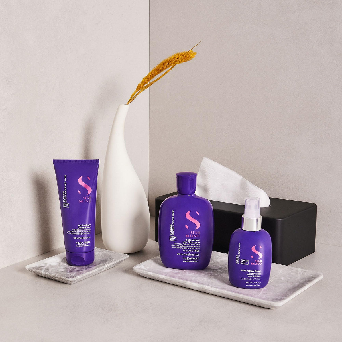 ALFAPARF Milano Semi di Lino Purple Shampoo violet pigments balance brassiness for cooler shades