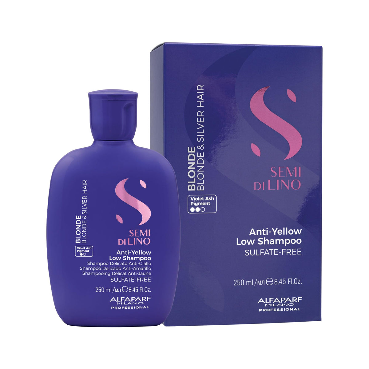 ALFAPARF Milano Semi di Lino Purple Shampoo violet pigments balance brassiness for cooler shades