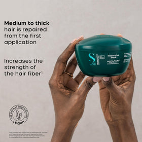 ALFAPARF Milano Reconstruction Mask applied to hair lengths for smooth detangling.