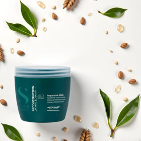 Color-safe care scene demonstrates protection for color-treated hair with Alfaparf Milano.