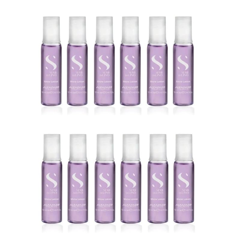 Hands applying Alfaparf Milano Shine Lotion to damp hair during styling.