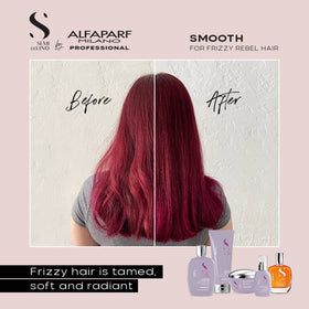 ALFAPARF MILANO Semi di Lino Smooth daily-use bottle signals easy conditioning.