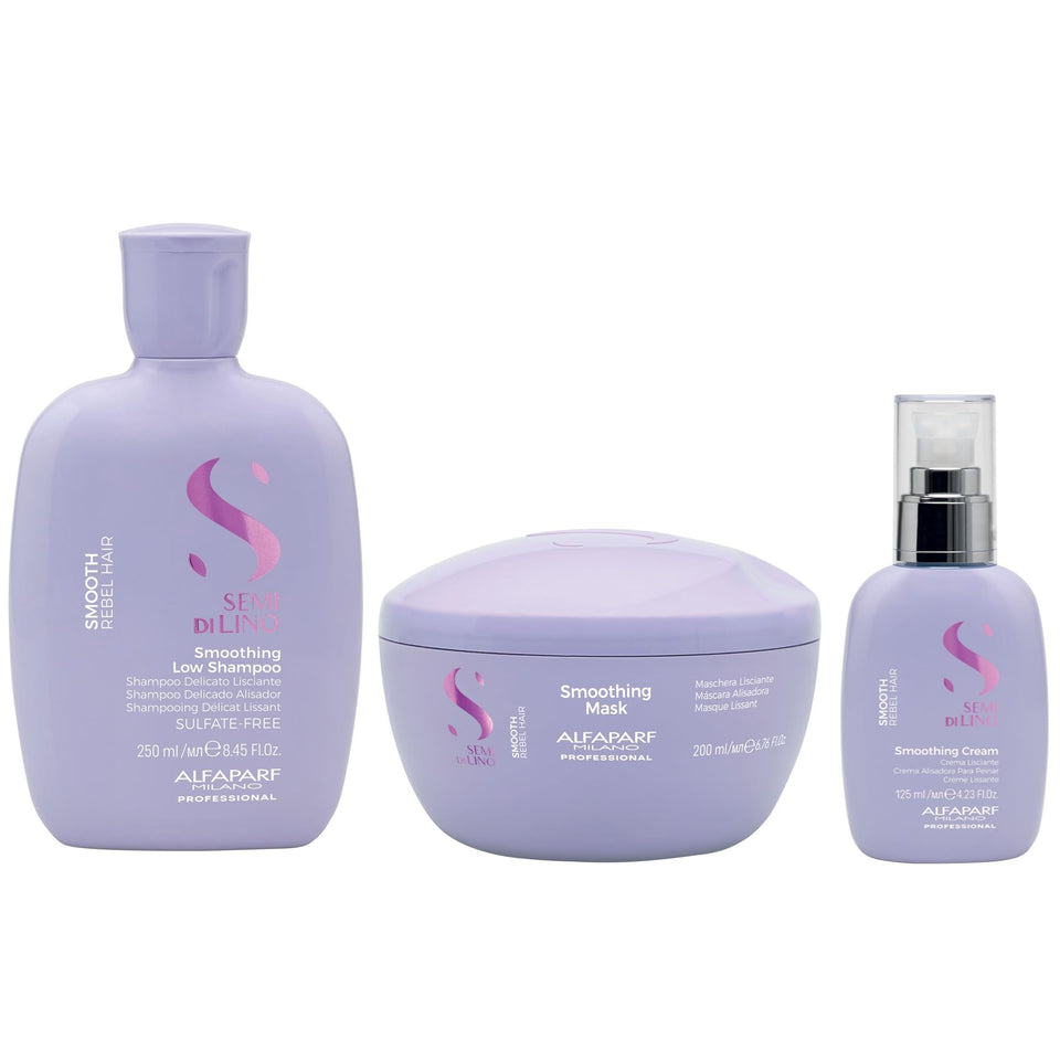ALFAPARF MILANO Semi di Lino Smooth Gift Set box showcases premium packaging for gifting and daily care.