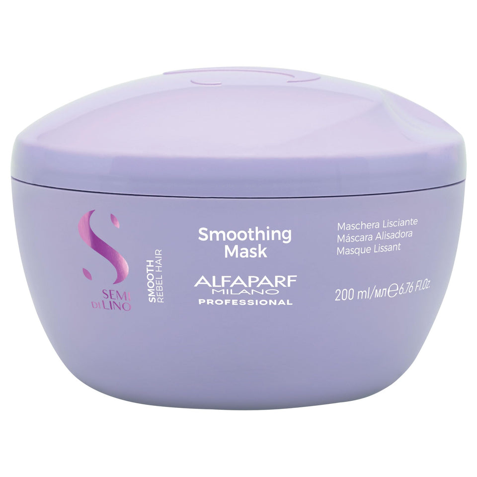 ALFAPARF MILANO Semi di Lino Smooth Mask bottle close-up showing frizz control.