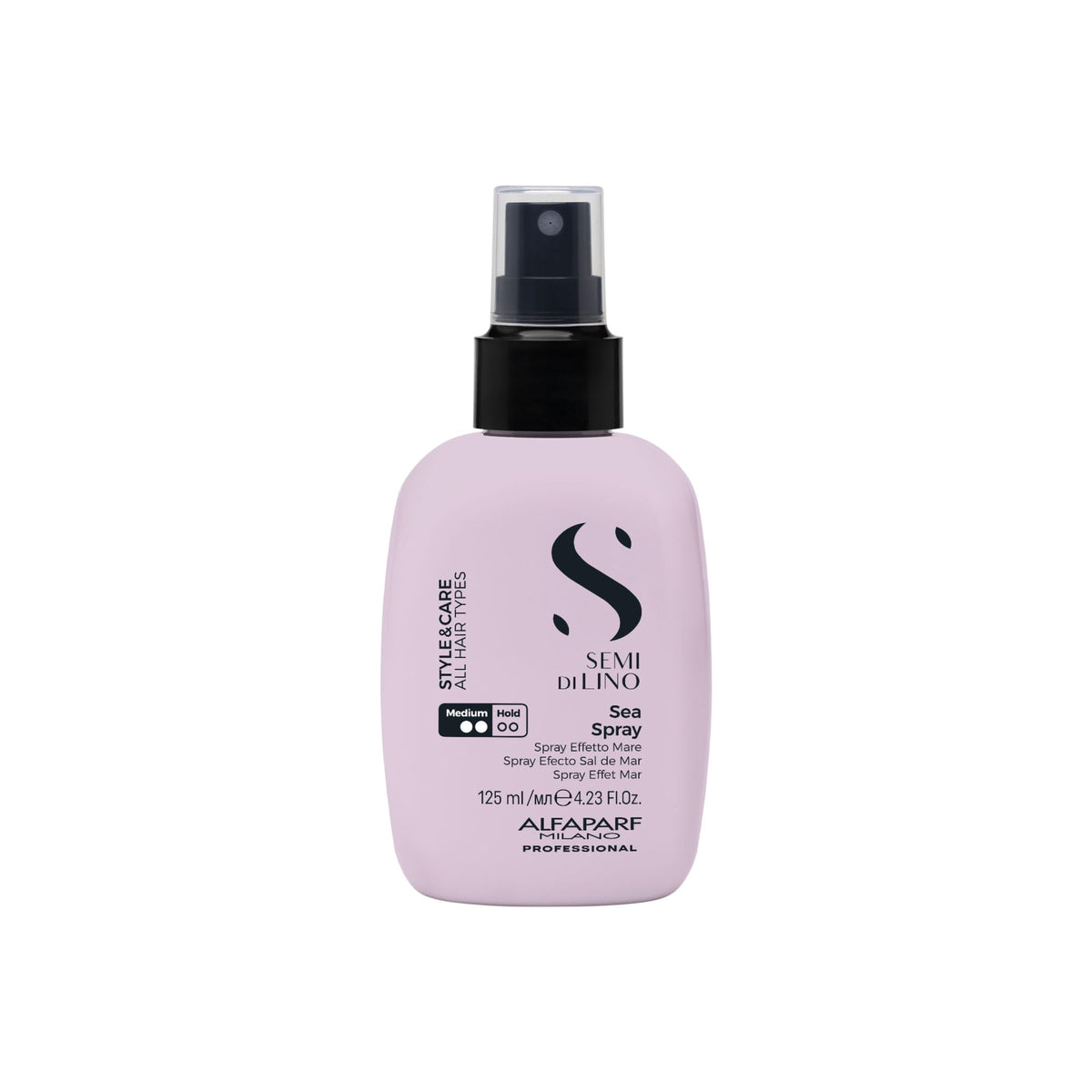 ALFAPARF MILANO Semi di Lino Style Sea Spray bottle pour creates beachy texture.