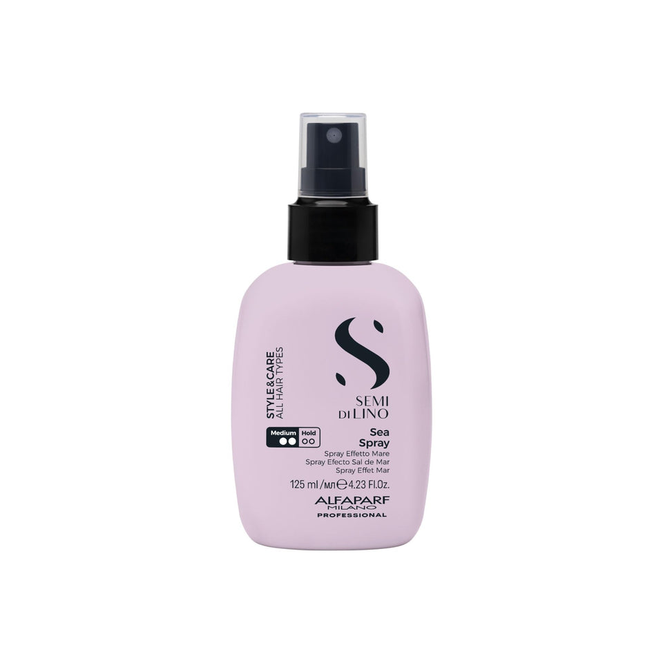 ALFAPARF MILANO Semi di Lino Style Sea Spray bottle pour creates beachy texture.