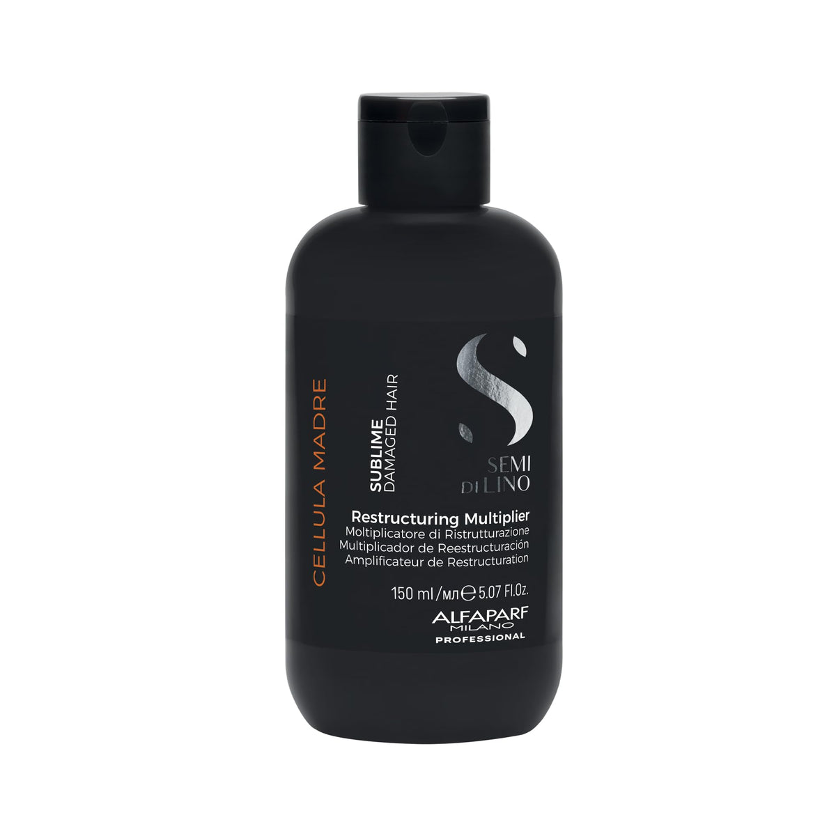 ALFAPARF MILANO Semi di Lino Sublime Cellula Madre bottle pour highlights color protection and gloss.