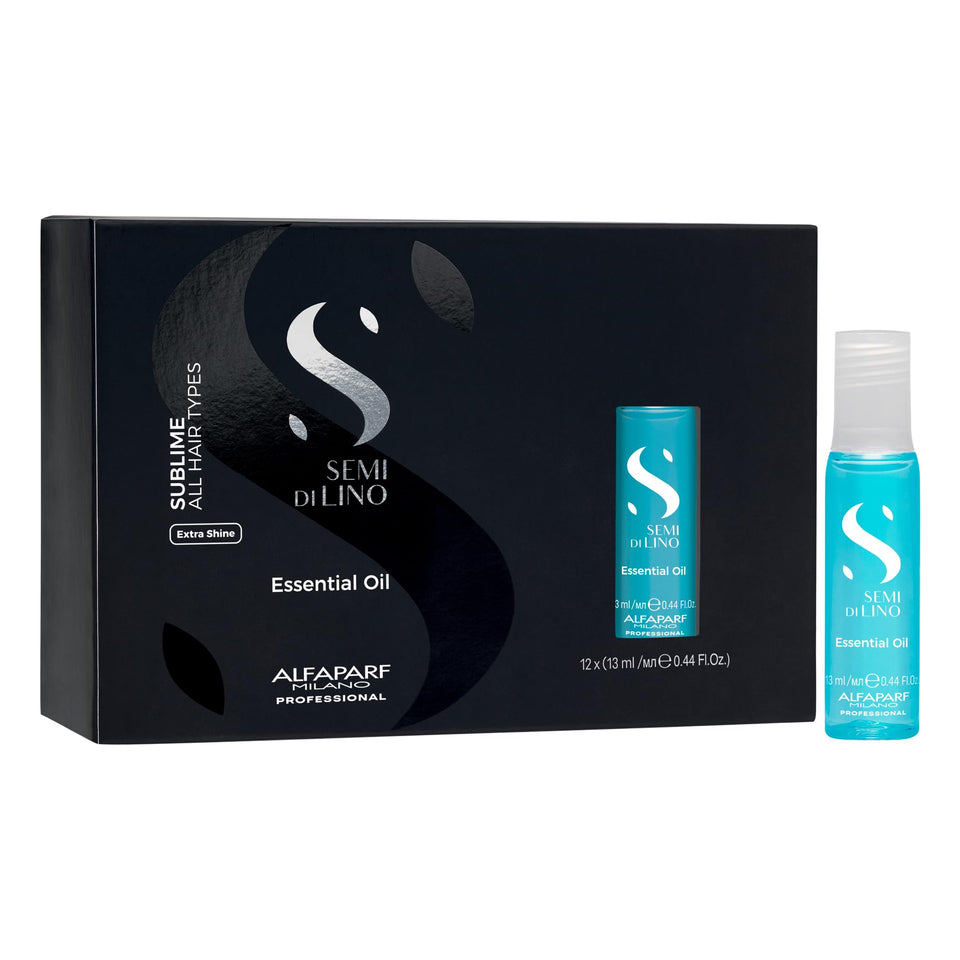 ALFAPARF MILANO Semi Di Lino Sublime oil bottle delivers luxurious shine for all hair types.