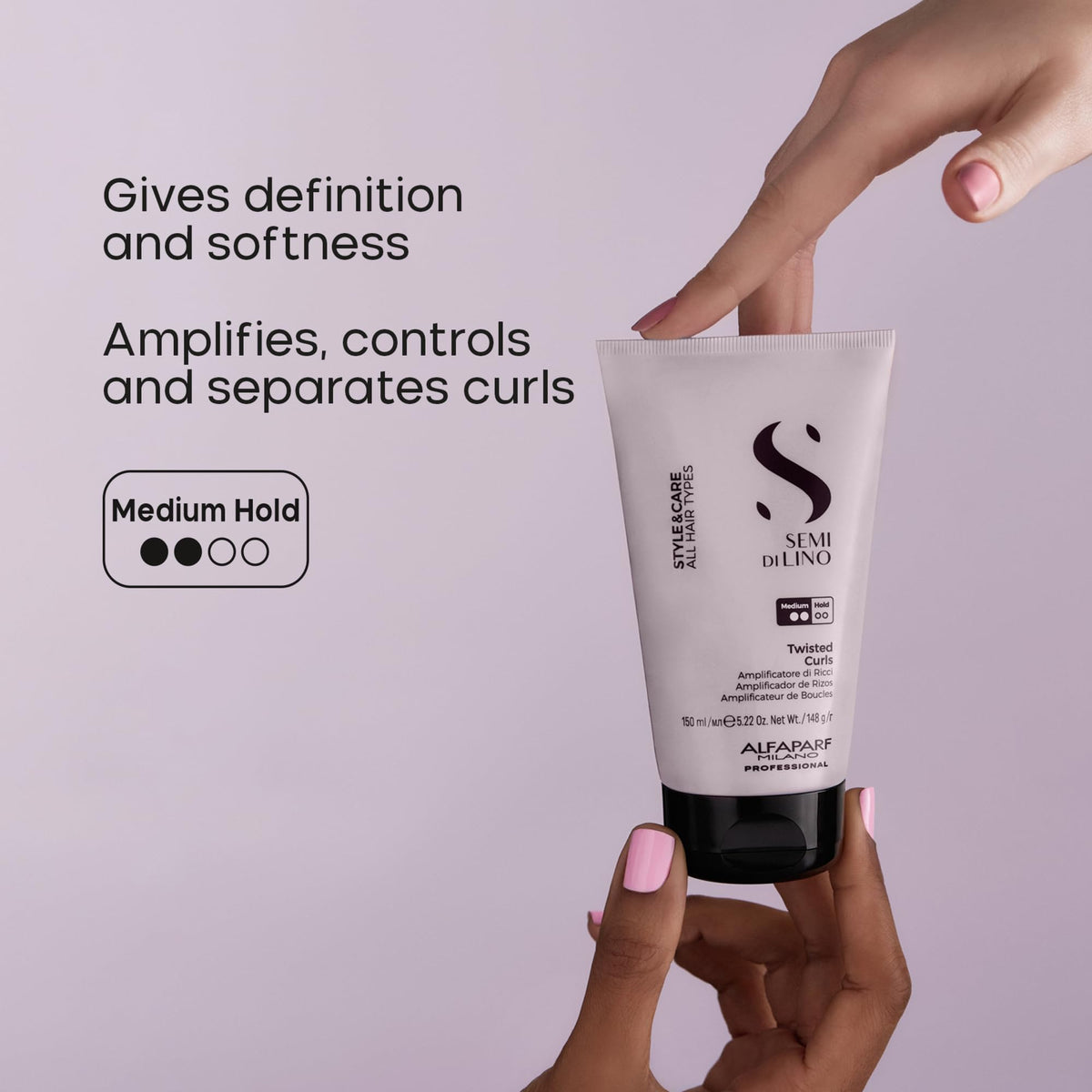 ALFAPARF MILANO Twisted Curls texture swatch highlighting frizz control and definition