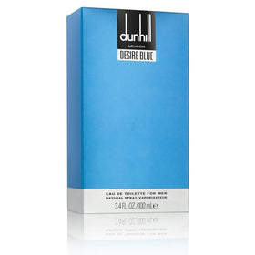 Alfred Dunhill Desire Blue packaging close-up showing design.